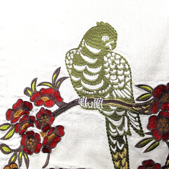 Parrot and Floral Design Simply/Envogue Embroidery Muslin Fabric Table Runner - Picture 3 of 8